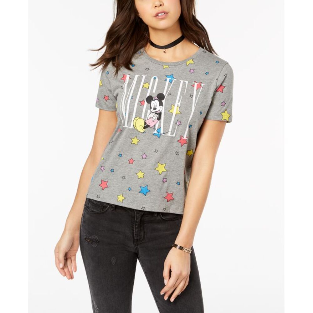 Mighty Fine Juniors Mickey Mouse Star Graphic Boyfriend T-Shirt